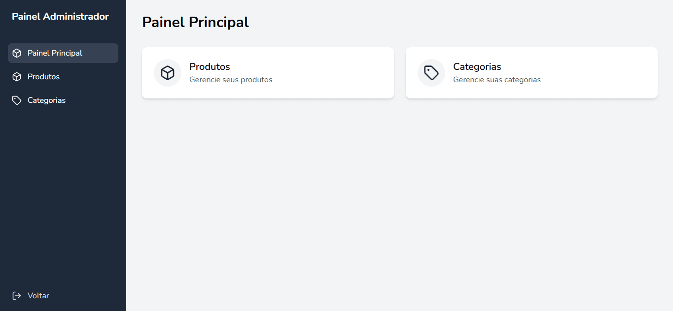 Dashboard administrativo com tabelas, gráficos e menu lateral